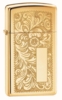 Зажигалка ZIPPO Slim® Venetian® с покрытием High Polish Brass, латунь/сталь, 29x10x60 мм (Изображение 1)
