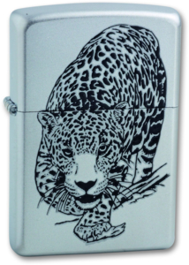 Зажигалка ZIPPO Leopard, с покрытием Satin Chrome™, латунь/сталь, серебристая, матовая, 38x13x57 мм