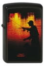 Зажигалка ZIPPO Рыбак, с покрытием Black Matte, латунь/сталь, чёрная, матовая, 38x13x57 мм