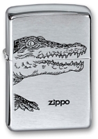 Зажигалка ZIPPO Alligator, с покрытием Brushed Chrome, латунь/сталь, серебристая, 38x13x57 мм