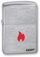 Зажигалка ZIPPO Flame, с покрытием Brushed Chrome, латунь/сталь, серебристая, матовая, 38x13x57 мм