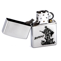 Зажигалка ZIPPO Duck Hunting, с покрытием Satin Chrome™, латунь/сталь, серебристая, 38x13x57 мм