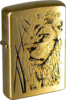 Зажигалка ZIPPO Proud Lion, с покрытием Brushed Brass, латунь/сталь, золотистая, 38x13x57 мм (Изображение 1)
