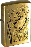 Зажигалка ZIPPO Proud Lion, с покрытием Brushed Brass, латунь/сталь, золотистая, 38x13x57 мм