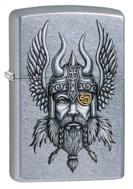 Зажигалка ZIPPO Viking Warrior с покрытием Street Chrome™, латунь/сталь, серебристая, 38x13x57 мм (Изображение 1)