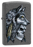 Зажигалка ZIPPO Wolf Skull с покрытием Iron Stone™, латунь/сталь, серая, матовая, 38x13x57 мм