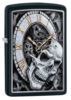 Зажигалка ZIPPO Skull Clock с покрытием Black Matte, латунь/сталь, чёрная, матовая, 38x13x57 мм (Изображение 1)