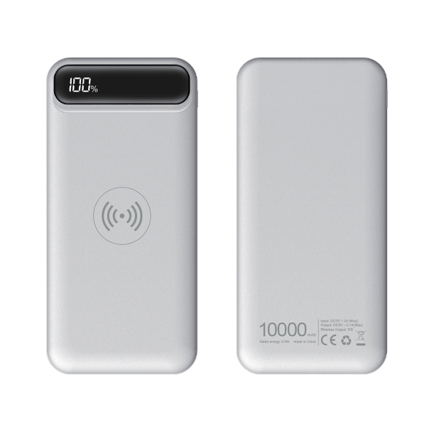 Беспроводное зарядное устройство "Quantum", 10000 mAh с цифровым индикатором заряда (белый) (Изображение 1)