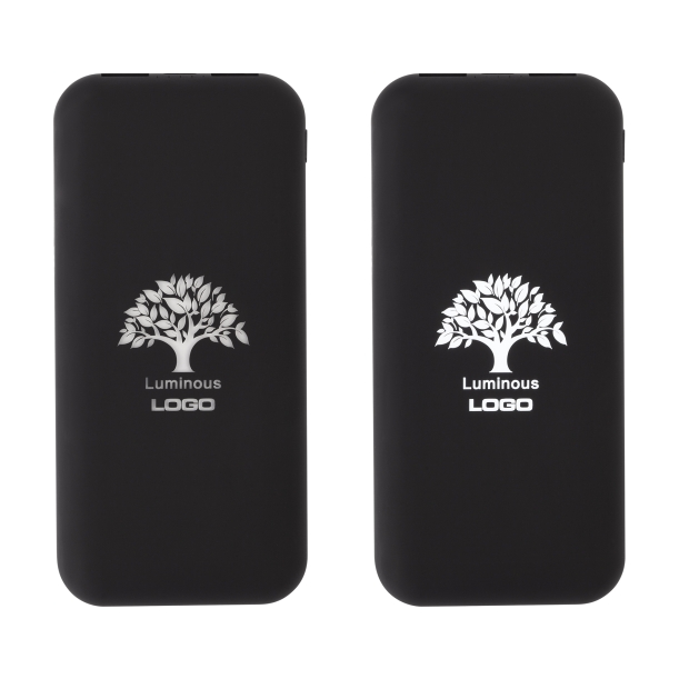 Беспроводное зарядное устройство "Sticky SOFTTOUCH", 10000 mAh с подсветкой логотипа и присосками (черный) (Изображение 5)