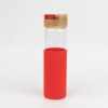 Бутылка стеклянная с силиконовой манжетой и бамбуковой крышкой  Glass , красный (Изображение 5)