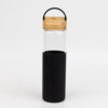 Бутылка стеклянная с силиконовой манжетой и бамбуковой крышкой  Glass , черный (Изображение 5)