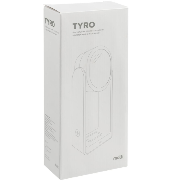 Настольная лампа с зеркалом и беспроводной зарядкой Tyro, белая (Изображение 7)