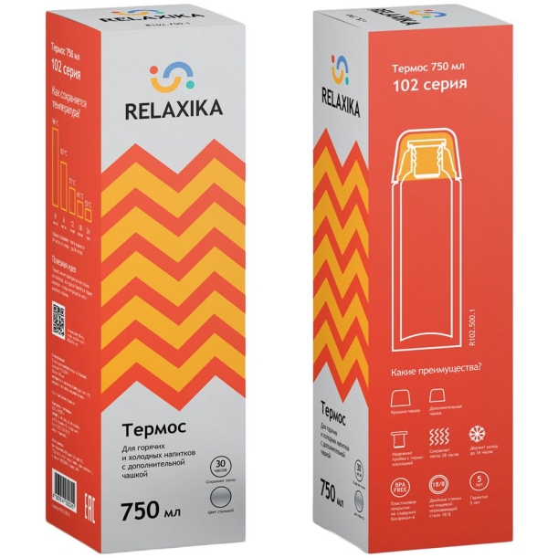 Термос Relaxika Duo 750, стальной (Изображение 4)