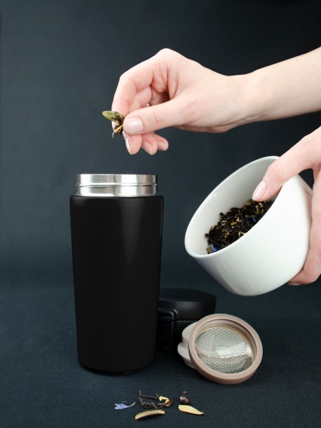 Термостакан с ситечком No Leak Infuser, черный (Изображение 9)