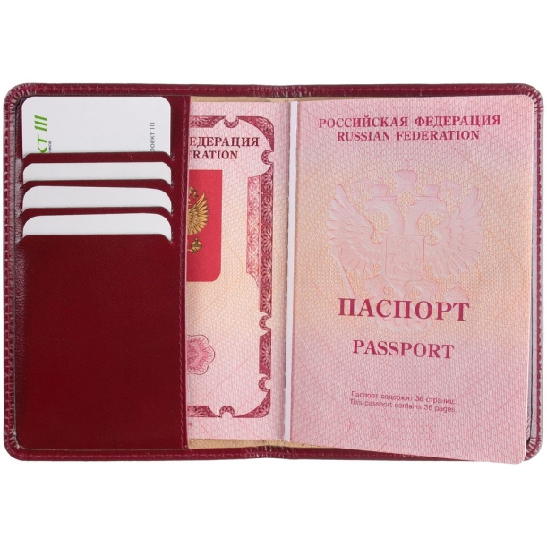 Обложка для паспорта Signature, бордовая (Изображение 7)