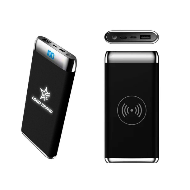 Внешний аккумулятор Wolfrock с беспроводной зарядкой soft-touch покрытием, 10000 mAh, черный (Изображение 3)