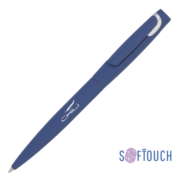 Ручка шариковая "Saturn" покрытие soft touch (темно-синий с серебристым) (Изображение 1)