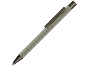 Ручка металлическая шариковая Straight Gum soft-touch с зеркальной гравировкой (темно-серый/серый) 
