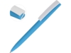 Ручка пластиковая soft-touch шариковая Zorro (голубой/белый)  (Изображение 1)