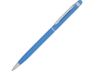 Ручка-стилус металлическая шариковая Jucy Soft soft-touch (голубой) 