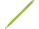 Ручка-стилус металлическая шариковая Jucy Soft soft-touch (зеленое яблоко) 