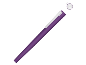 Ручка металлическая роллер Brush R GUM soft-touch с зеркальной гравировкой (фиолетовый) 