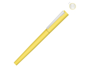 Ручка металлическая роллер Brush R GUM soft-touch с зеркальной гравировкой (желтый) 
