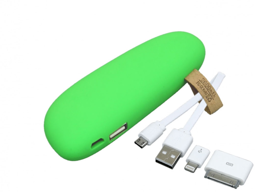 Внешний аккумулятор в форме камня Stone, 2600 mAh (зеленый)  (Изображение 2)