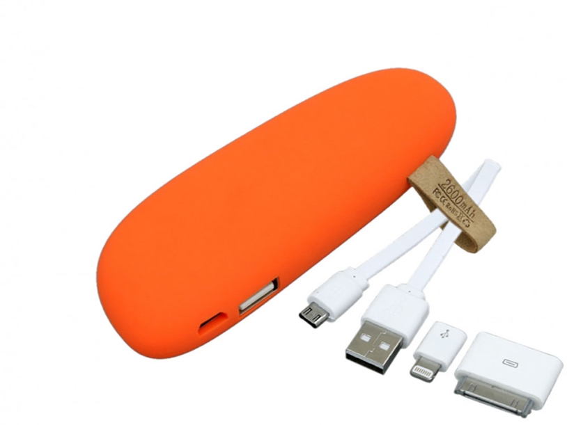 Внешний аккумулятор в форме камня Stone, 2600 mAh (оранжевый)  (Изображение 3)