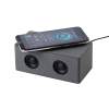 Bluetooth колонка "Cool Gray" с двумя динамиками (2х3Вт) и беспроводным зарядным устройством, переработанный пластик (RPET) (серый) (Изображение 4)