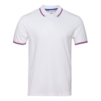 Рубашка поло мужская триколор STAN хлопок/полиэстер 185, 04RUS (Белый) 40/3XS