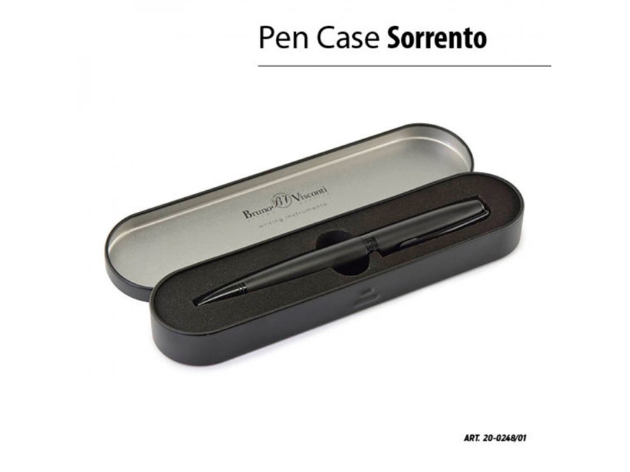 Ручка роллер BrunoVisconti®0.7 мм, синяя, в чёрном футляреSORRENTO (черный металлический корпус) (Изображение 2)