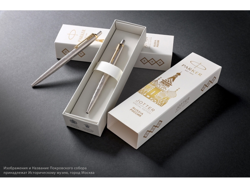 Шариковая ручка Parker Jotter Russia SE, цвет: St. Steel GT, стержень: Mblue (Изображение 7)