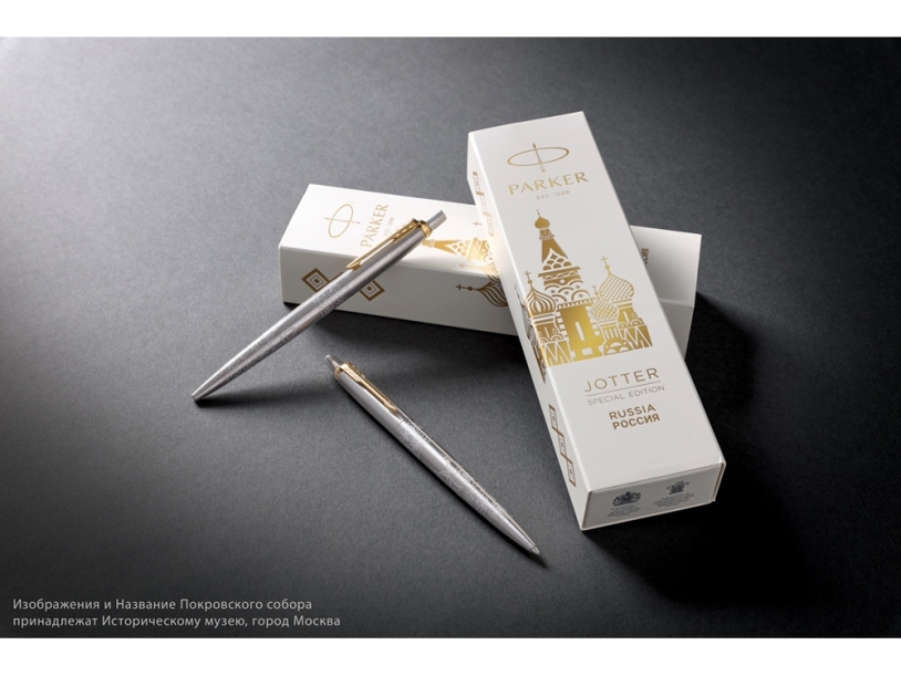 Шариковая ручка Parker Jotter Russia SE, цвет: St. Steel GT, стержень: Mblue (Изображение 9)