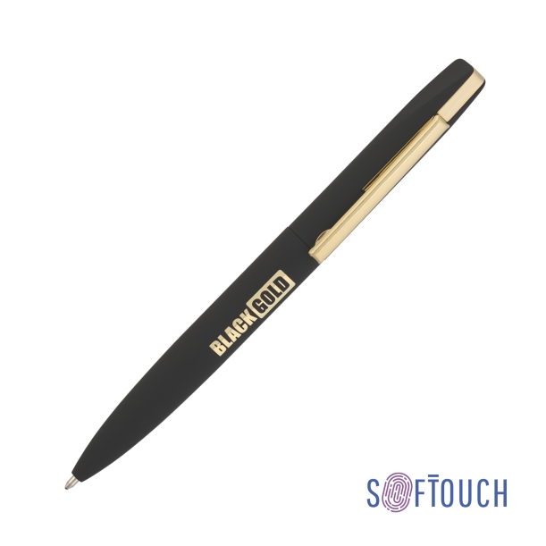 Ручка шариковая "Mercury", покрытие soft touch (черный с золотом) (Изображение 1)