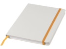 Блокнот А5 Spectrum с белой обложкой и цветной резинкой (оранжевый/белый) 