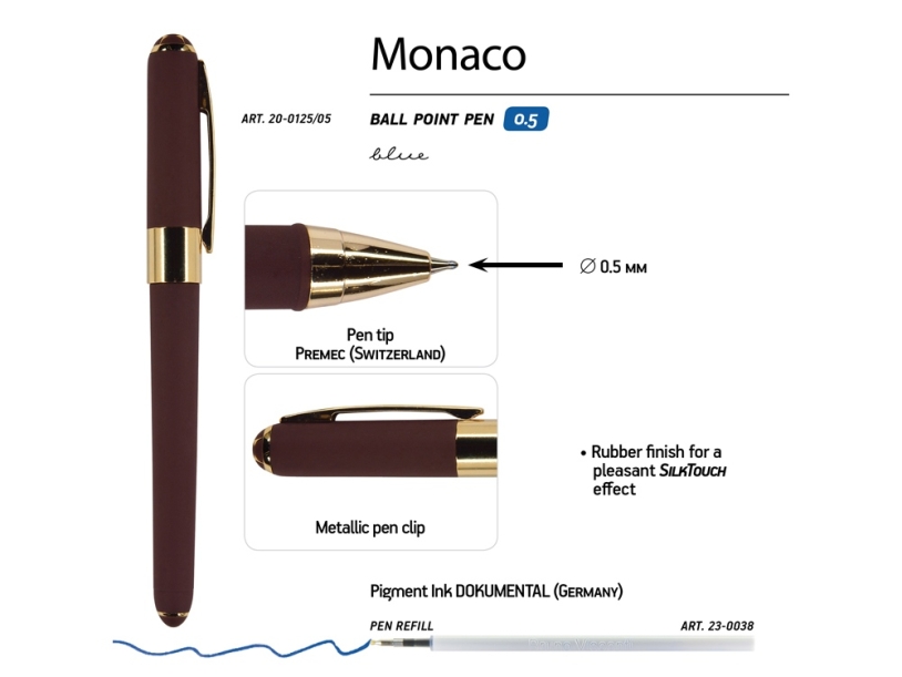 Ручка пластиковая шариковая Monaco (коричневый)  (Изображение 3)