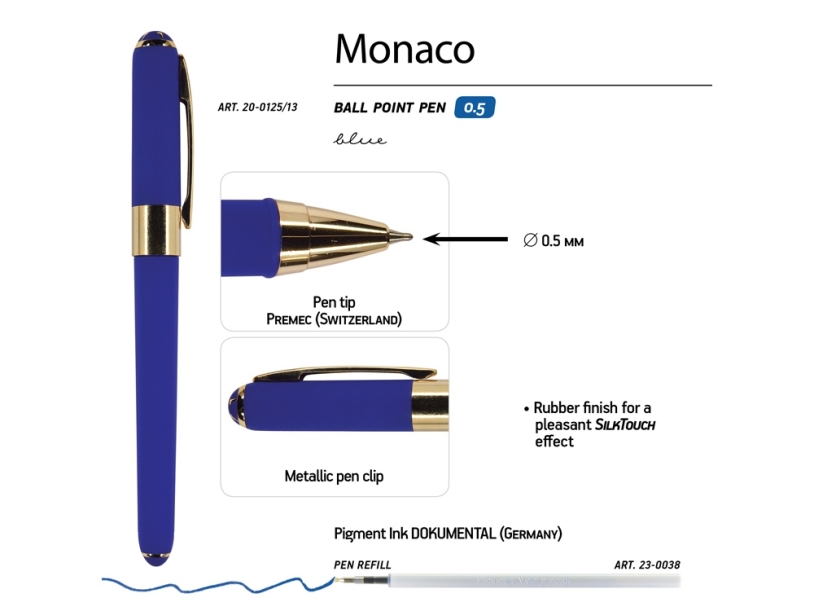 Ручка пластиковая шариковая Monaco (синий)  (Изображение 3)