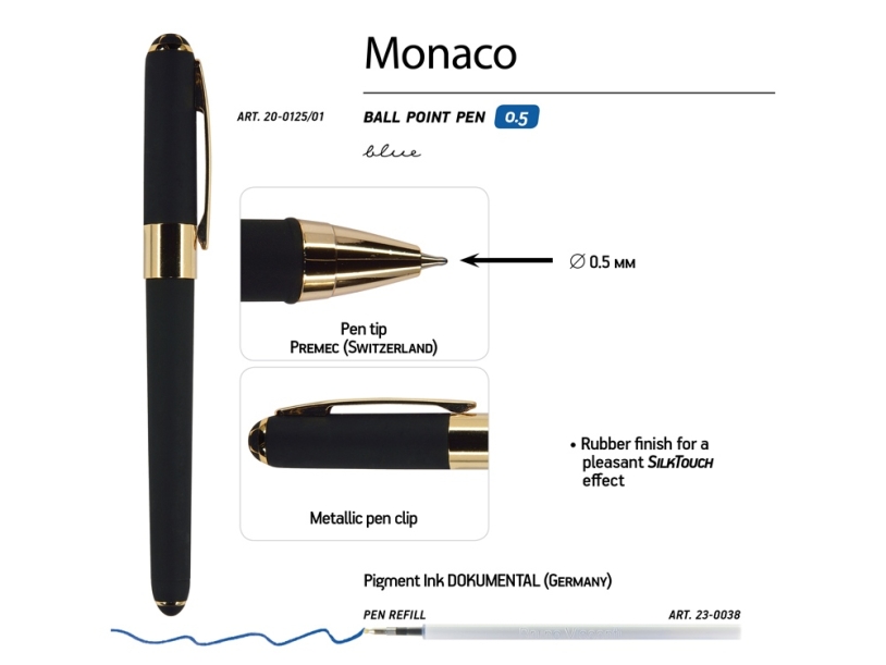 Ручка пластиковая шариковая Monaco (черный)  (Изображение 3)
