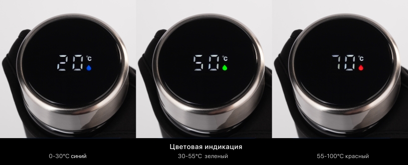 Заварочный термос "Остин_Energy" 320 мл с индикацией температуры, в чехле (синий) (Изображение 4)