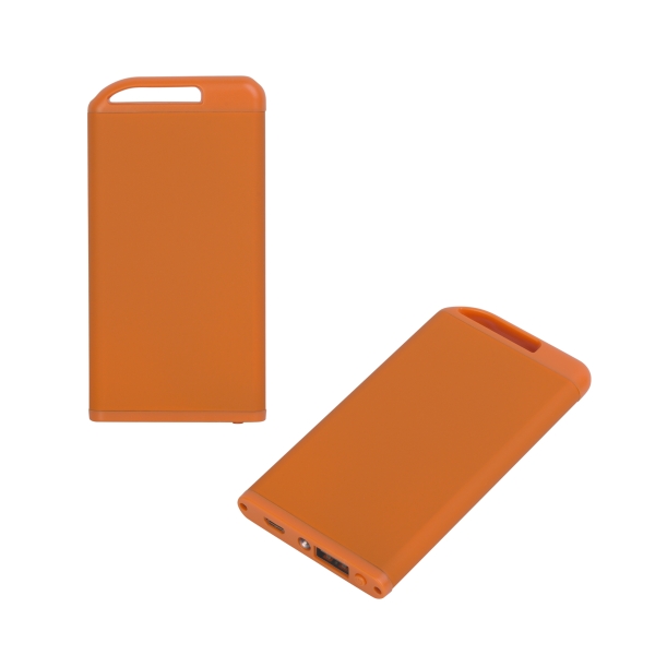 Зарядное устройство "Theta" с фонариком, 4000 mAh, покрытие soft touch (оранжевый) (Изображение 2)