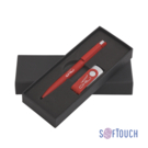 Набор ручка + флеш-карта 8 Гб в футляре, покрытие soft touch (красный)