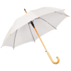 Зонт-трость с деревянной ручкой, полуавтомат; белый; D=103 см, L=90см; 100% полиэстер; шелкография (Изображение 1)
