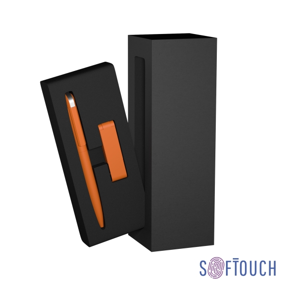 Набор ручка + флеш-карта 8 Гб в футляре, покрытие soft touch (оранжевый) (Изображение 1)