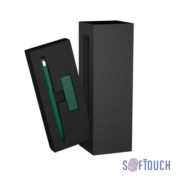 Набор ручка + флеш-карта 8 Гб в футляре, покрытие soft touch (темно-зеленый) (Изображение 1)