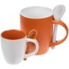 Кофейная кружка Pairy с ложкой, белая с оранжевой (Изображение 6)