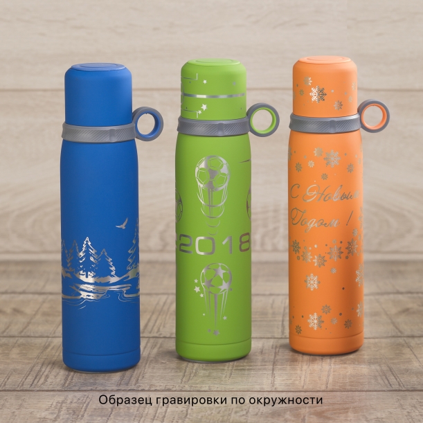 Термос "Урал" 600 мл, покрытие soft touch (синий) (Изображение 4)