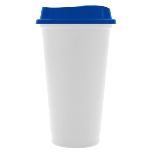 Стакан с крышкой Color Cap White, белый с синим (Изображение 1)