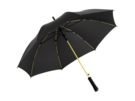 Зонт-трость Colorline с цветными спицами и куполом из переработанного пластика (черный/желтый) 