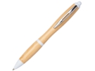 Ручка шариковая Nash из бамбука (белый/натуральный) 